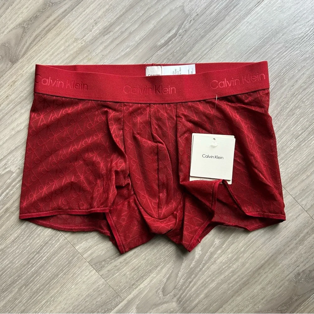 Calvin Klein | Microfiber Lace Trunk in Fall Berry Red (Small) - Picture 4 of 15